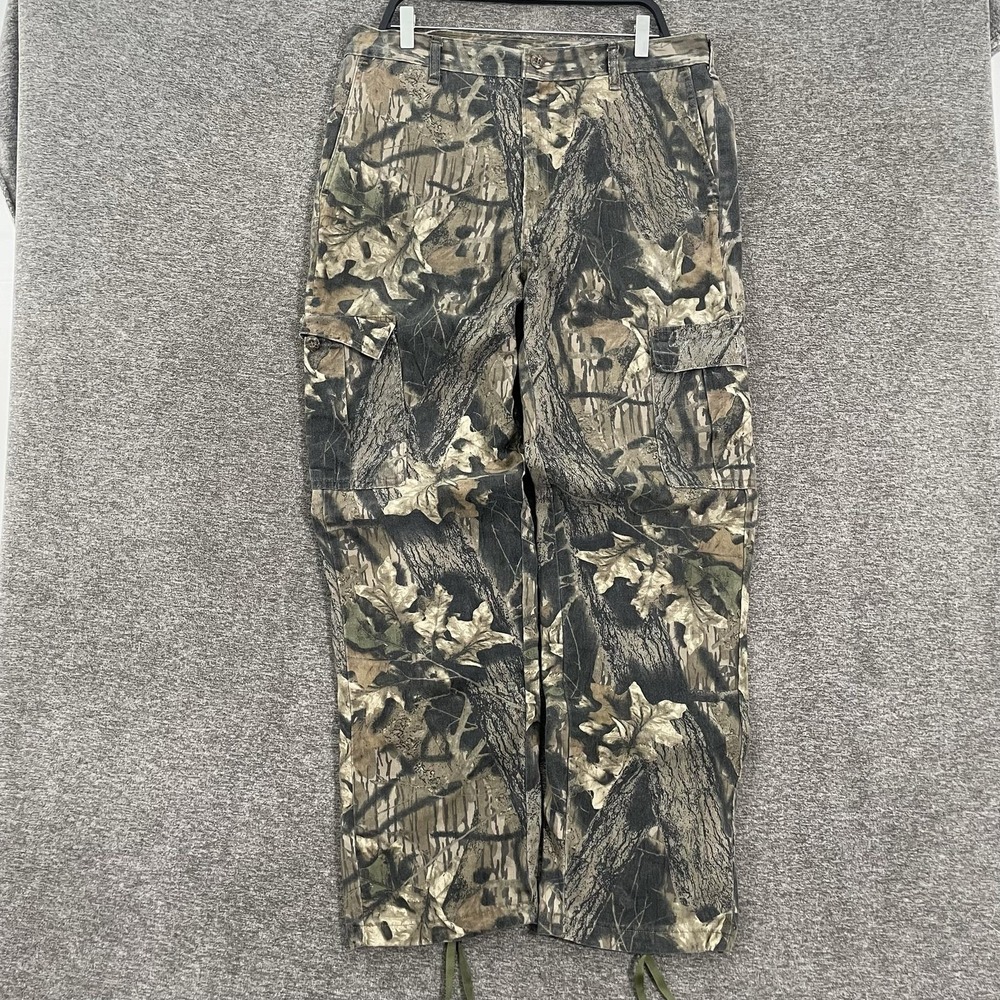 Mossy Oak Pants Mens 36x33 Green Canvas Cargo Camo Hunting Outdoor Workwear